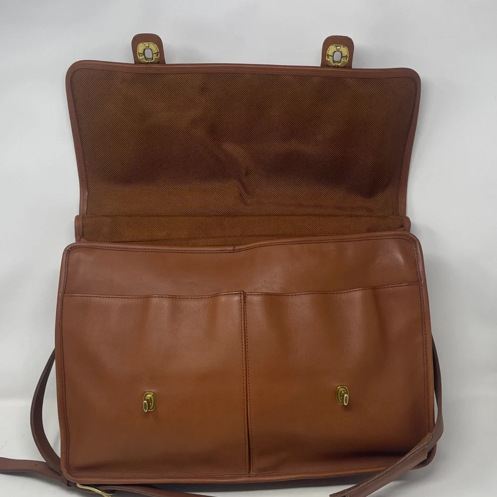 Vintage Coach Dowel British Tan Leather Laptop Briefcase #5297🖤